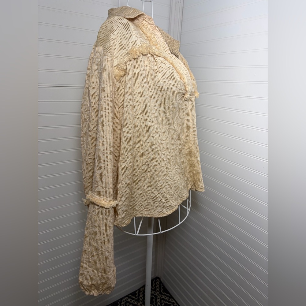 Solitaire Beige Textured Women's Blouse - Picture 5 of 7